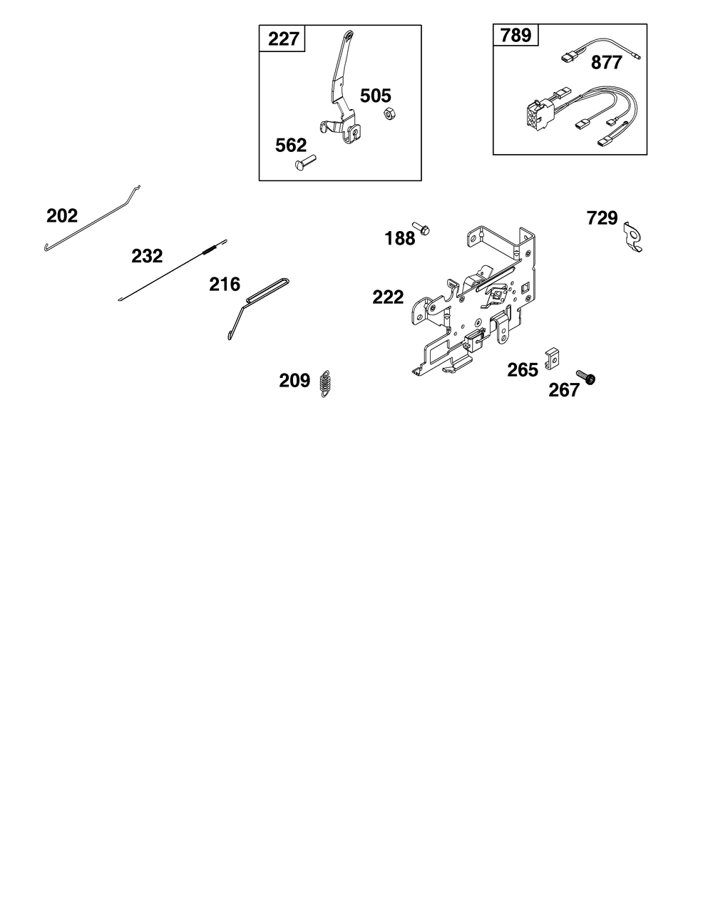 Controls Group Diagram and Parts List for 31R777-0066-G1 200000 - 399999 Briggs and Stratton Engine